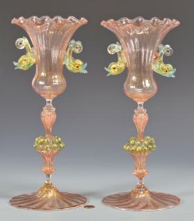 Appraisal: Pr Early Venetian Glass Vases Pair of early Venetian or