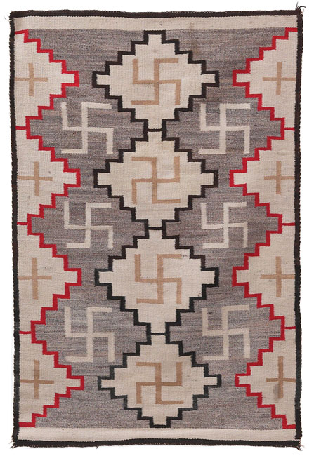 Appraisal: Navajo rug c whirling log design in tan black and