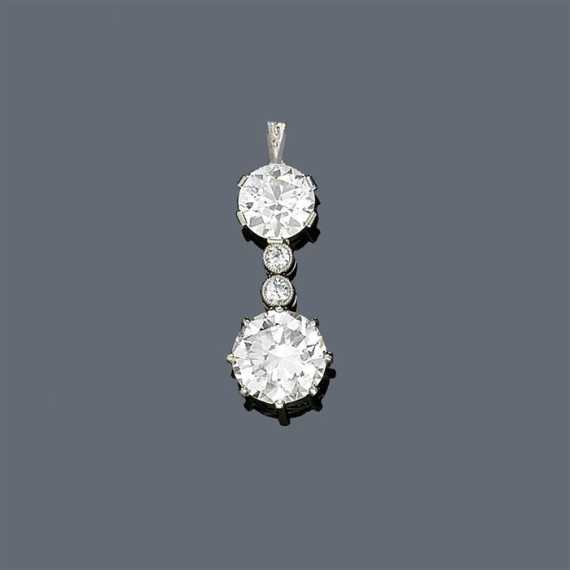 Appraisal: DIAMOND PENDANT ca Platinum Decorative pendant of old European cut