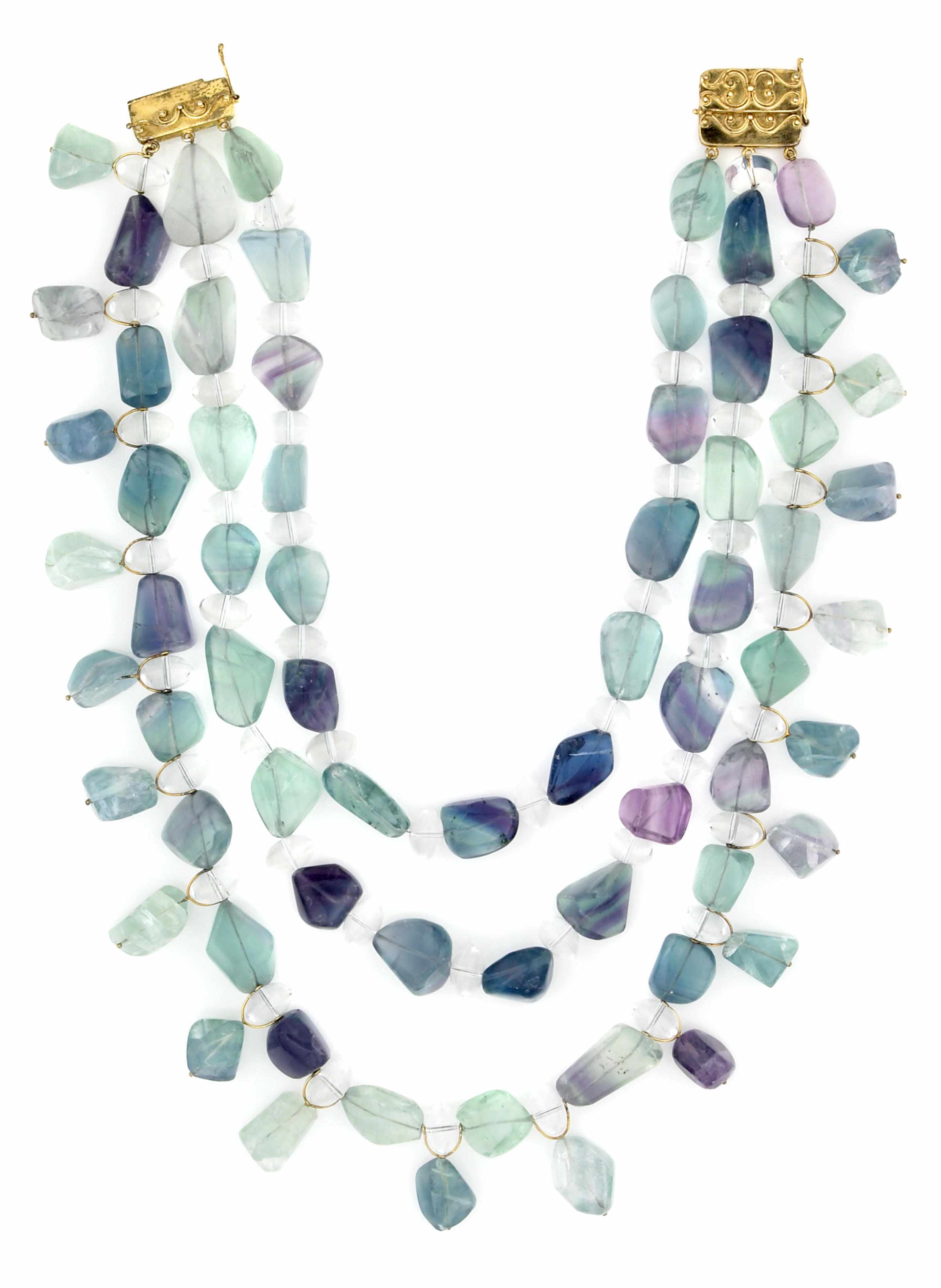 Appraisal: Tony Duquette American - sA fluorite quartz and vermeil necklacewith