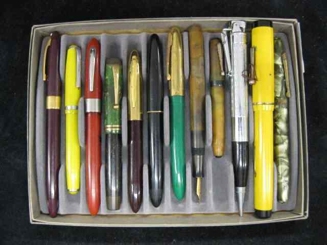 Appraisal: Lot of Fountain Pens includes National Sheaffer Ronson with lighter