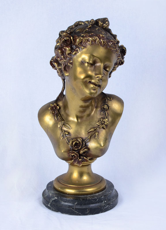 Appraisal: GREGOIRE Jean-Louis French - Gilt bronze nude bust sculpture of