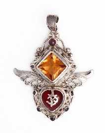 Appraisal: A Shankari sterling silver multi-gem winged motif pendant approximately x