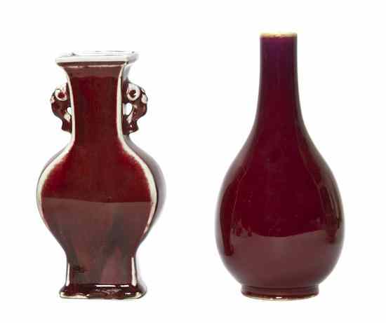 Appraisal: Two Ox Blood Glazed Vases comprising one of square form