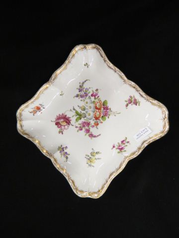 Appraisal: Meissen Porcelain Square Serving Dish handpainted florals fine gold work