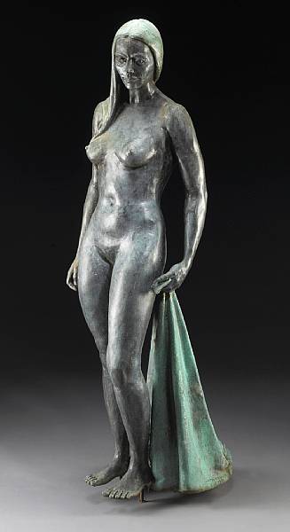 Appraisal: A patinated bronze figure of a female nude of San