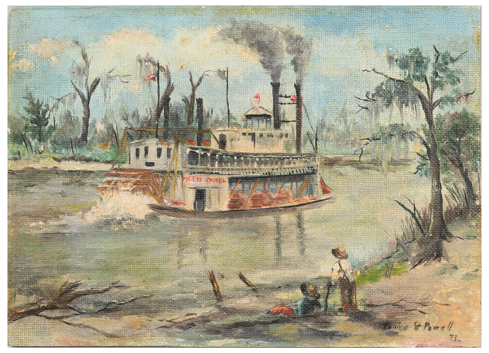 Appraisal: EUNICE POWELL STEAMBOAT PAINTING Steamboat on the River Oil Canvasboard