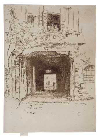 Appraisal: JAMES A M WHISTLER Doorway and Vine Etching on cream