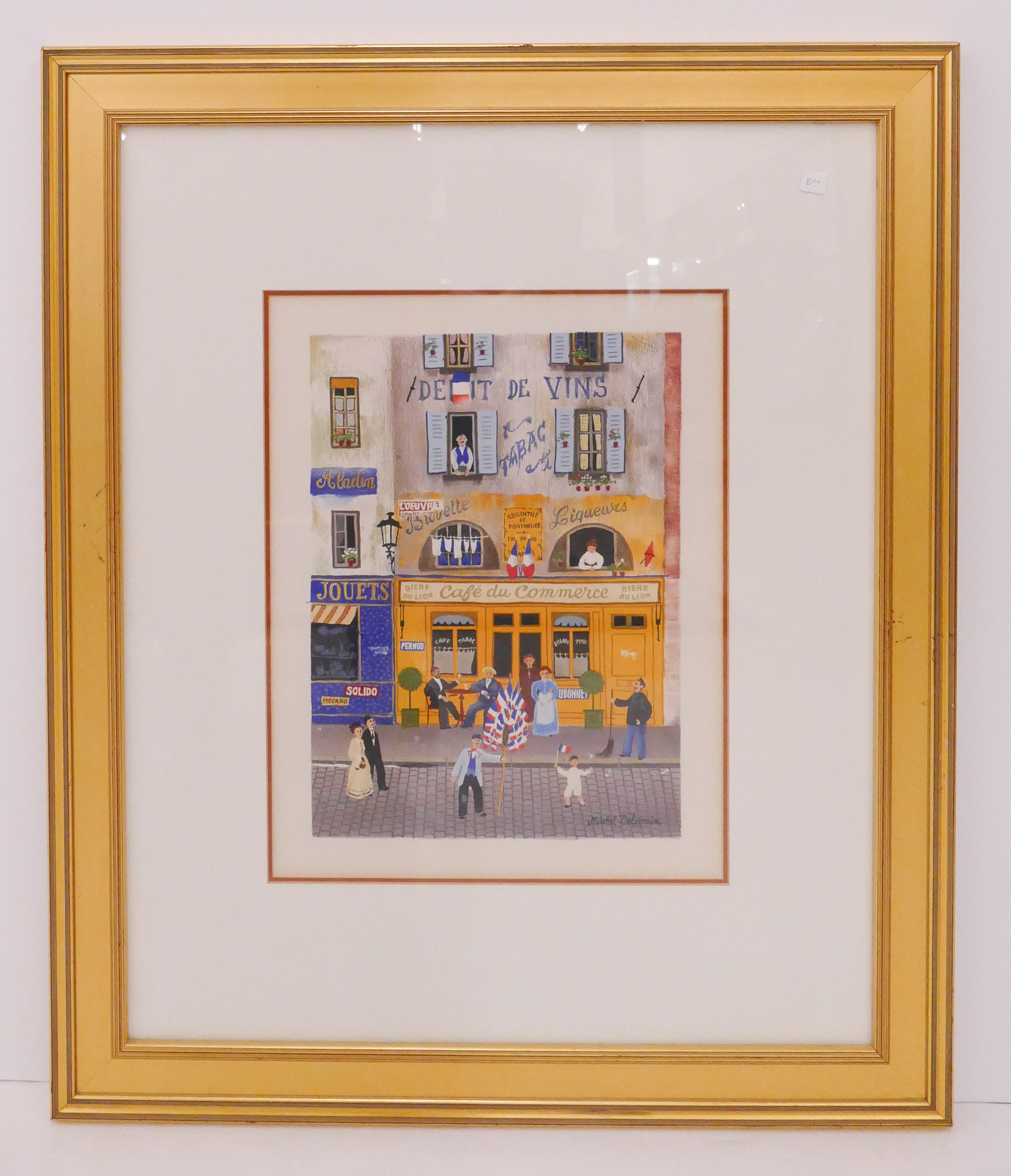 Appraisal: Michel Delacroix 'Cafe du Commerce' French Street Scene Lithograph Gallery