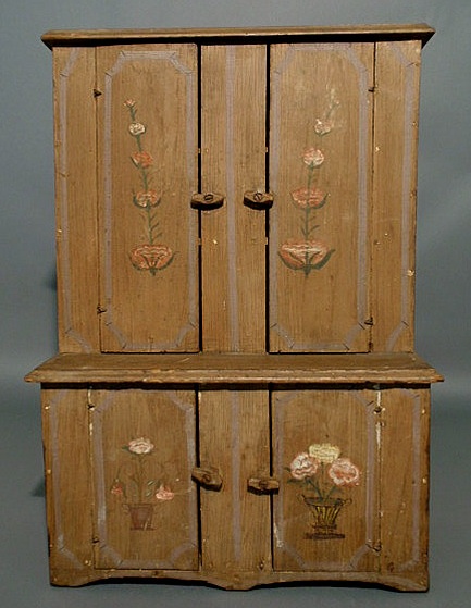 Appraisal: Miniature Dutch cupboard late th c with paint decoration h