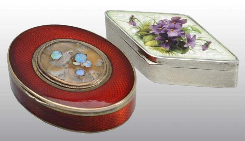 Appraisal: Lot of Silver Enameled Boxes Description Both are modern the