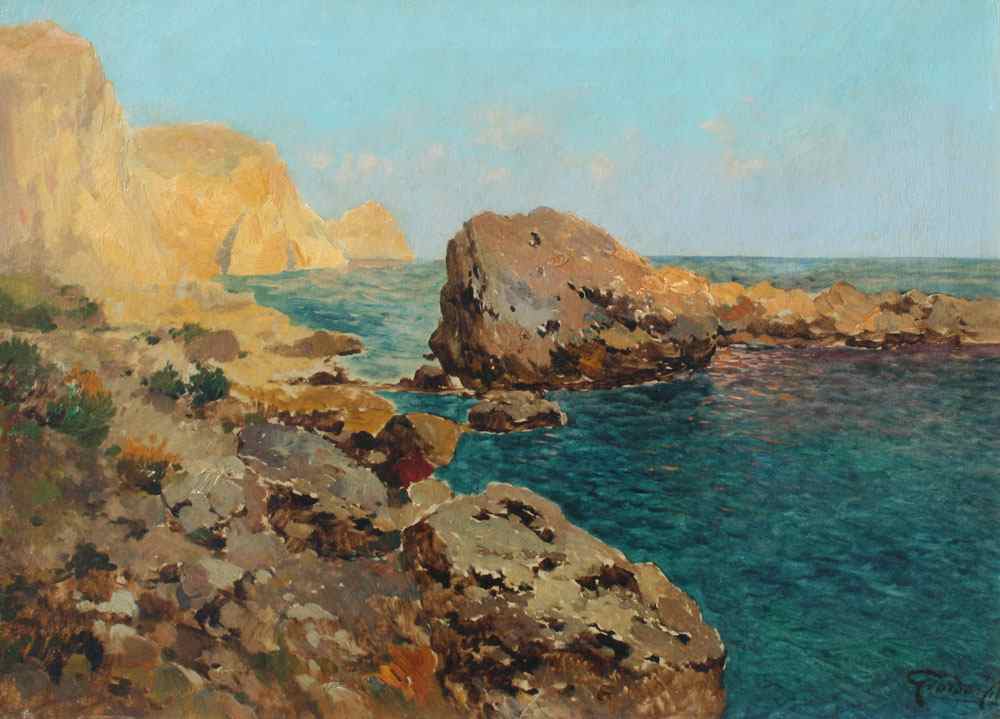 Appraisal: GIORDANO Felice Italian - Italian Coastal Scene OIL Canvas ''