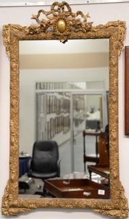 Appraisal: Large French gilt mirror carved wood with gesso frame of