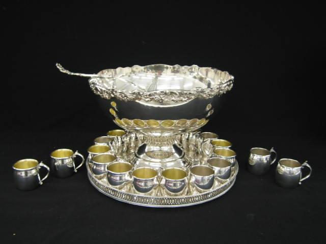 Appraisal: Silverplate Punch Set bowl tray cups and a ladle excellent