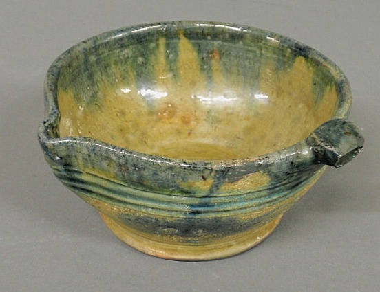 Appraisal: Stahl Pottery redware bowl with green glaze signed Made by