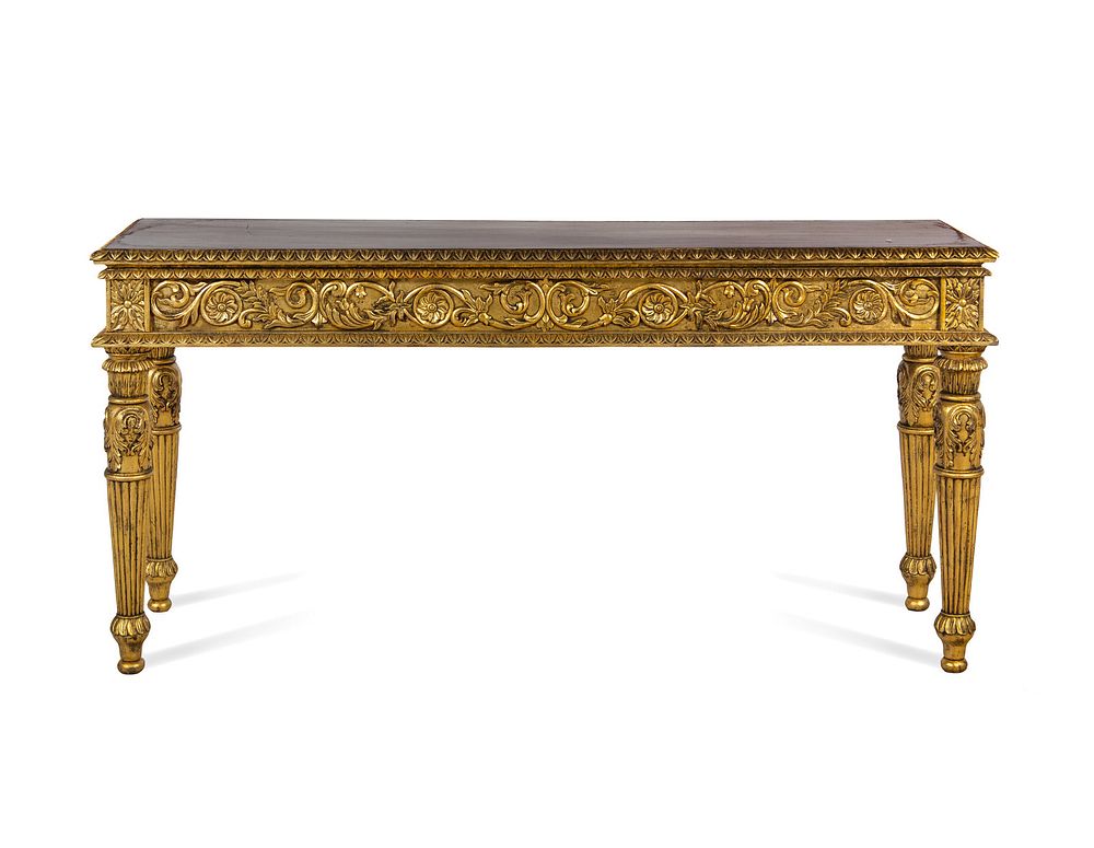 Appraisal: An Italian Rococo Style Giltwood Console Table An Italian Rococo