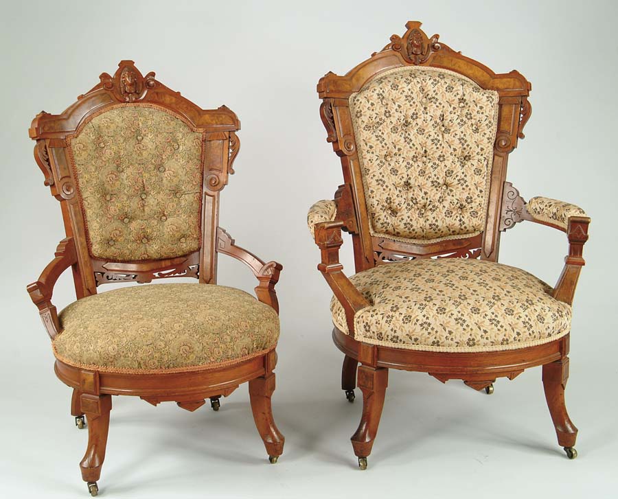 Appraisal: PARTIAL VICTORIAN WALNUT SIX PIECE PARLOR SUITE Set consists of