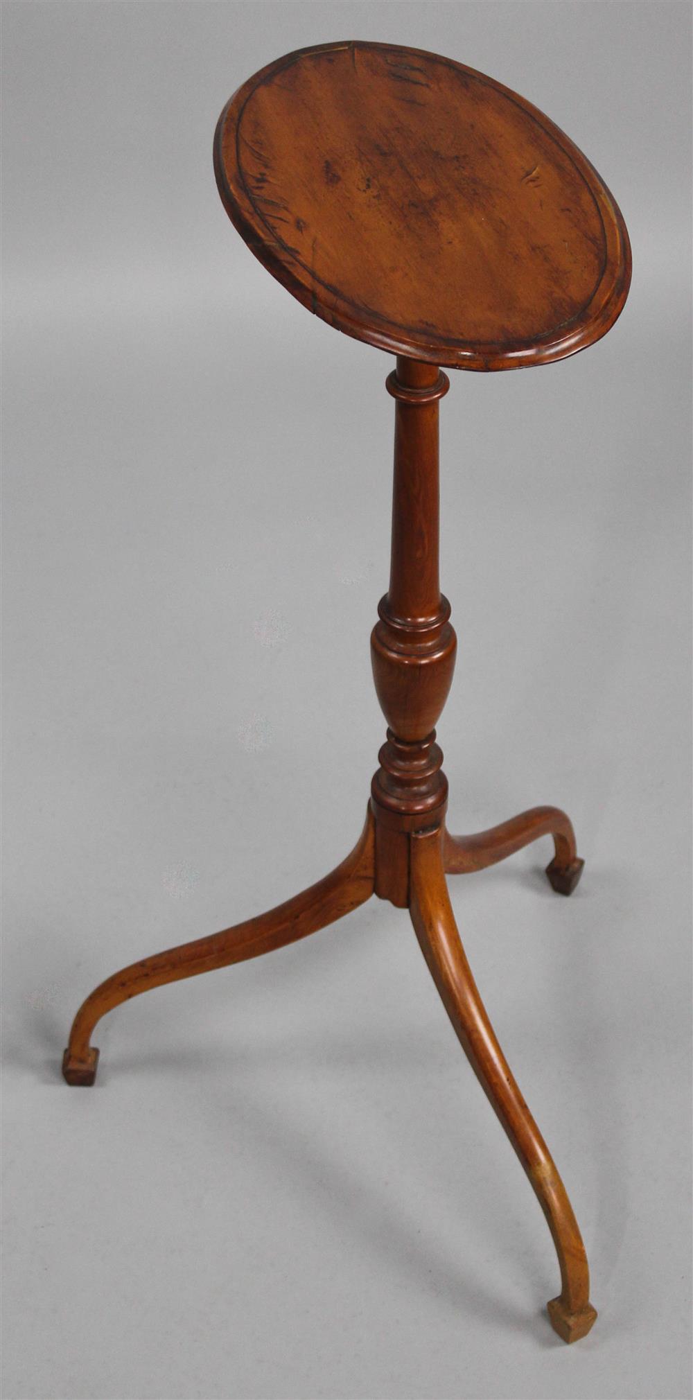 Appraisal: HEPPLEWHITE INLAID CHERRYWOOD CANDLESTAND having a lozenge shaped top with