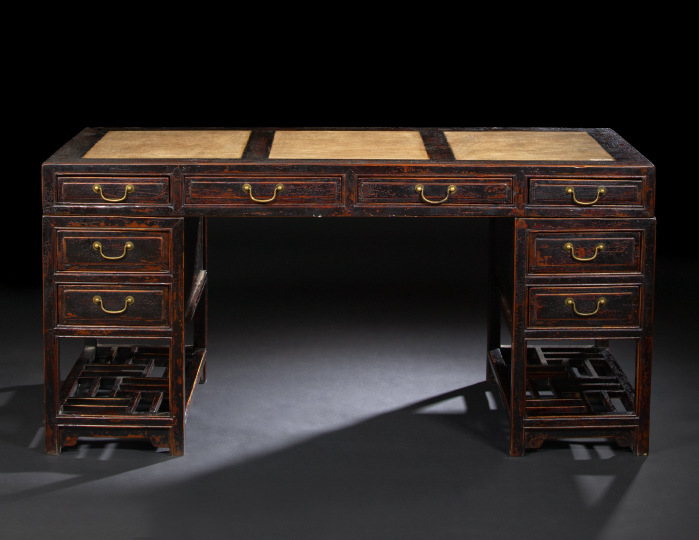 Appraisal: Chinese Lacquered Hardwood and Marble-Top Desk third quarter th century