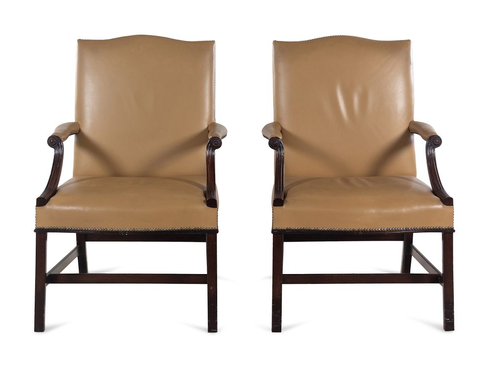 Appraisal: A Pair of George III Style Library Chairs A Pair