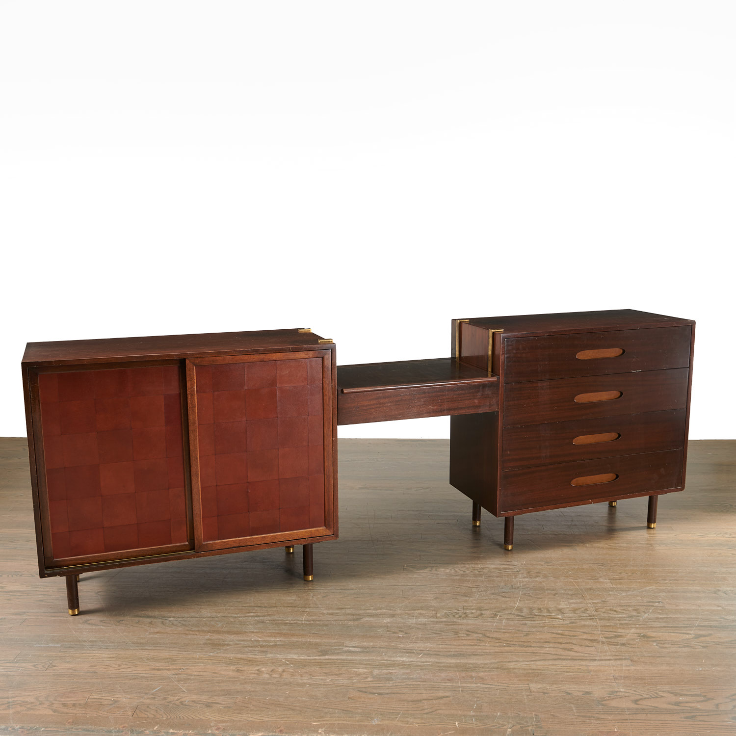 Appraisal: HARVEY PROBBER COMPLIMENTARY CHESTS c American dark stained mahogany veneer