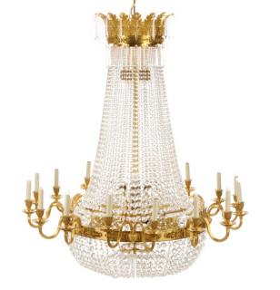 Appraisal: Palatial Gilt Metal Glass Light Chandelier Continental late th century