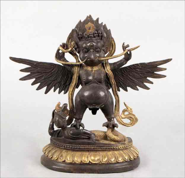 Appraisal: INDIAN PARCEL GILT BRONZE DEITY Height '' Condition No Specific