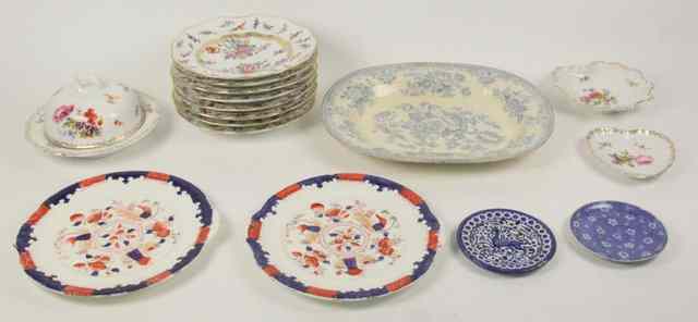 Appraisal: Eight Continental floral plates a muffin dish and cover and