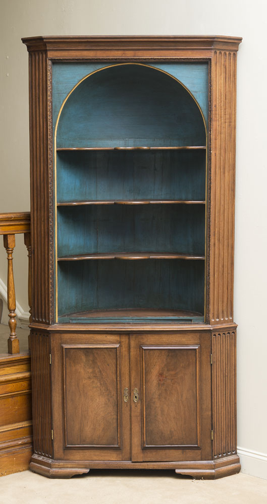 Appraisal: GEORGE III STYLE CORNER CUPBOARD With lazy susan shelf Top