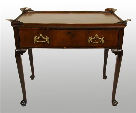 Appraisal: DUTCH QUEEN ANNE MAHOGANY SINGLE DRAWER TEA TABLE with pad