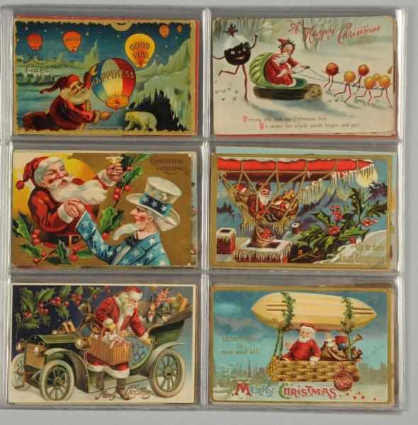 Appraisal: Lot of Santa Postcards Includes with transportation such as cars