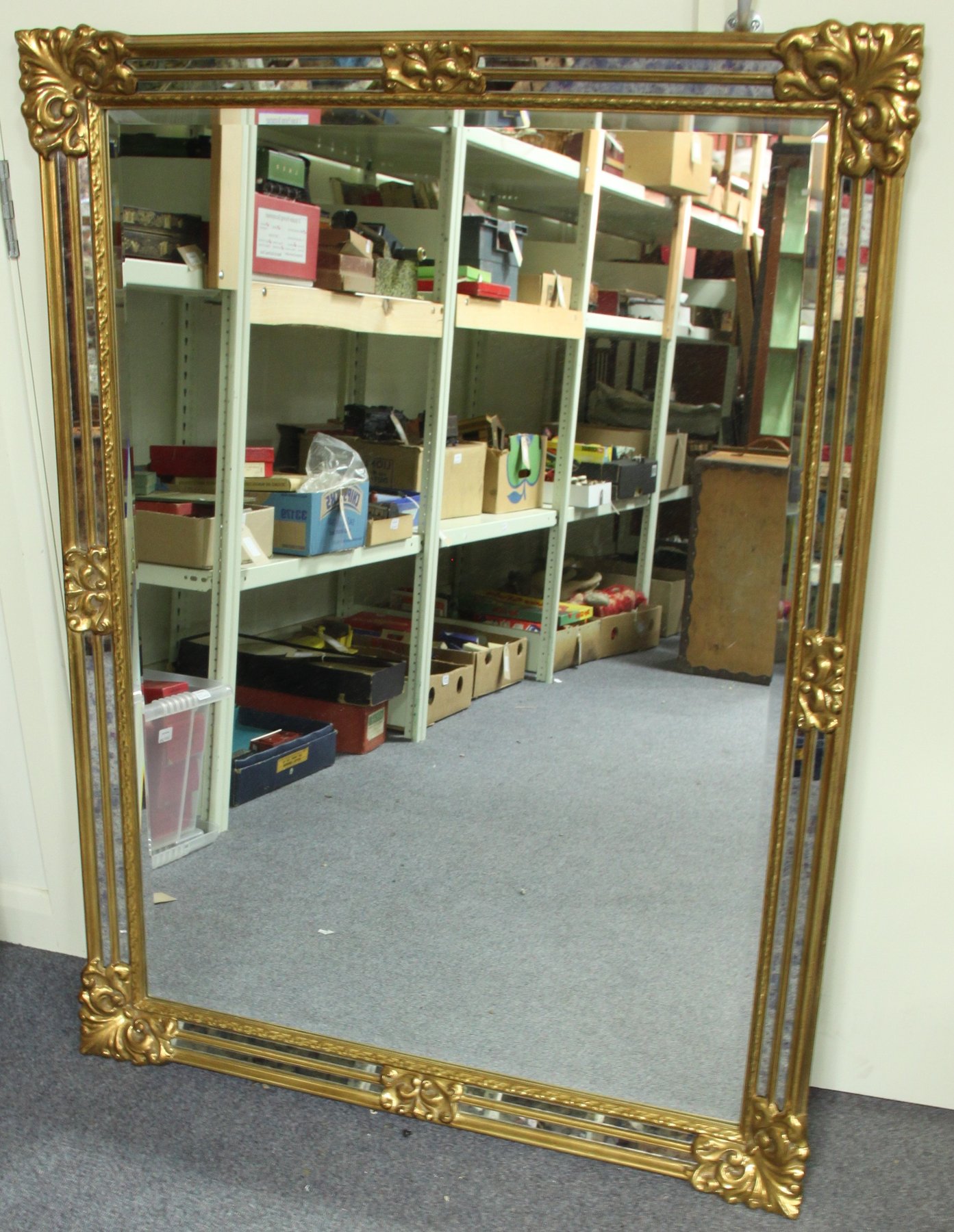 Appraisal: A th Century plaster gilt and mirrored frame looking glass