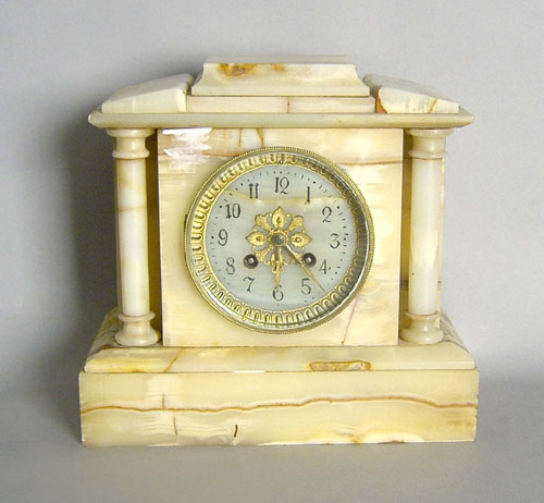 Appraisal: Japy Freres marble shelf clock h together with an Ingraham