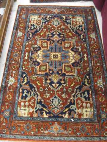 Appraisal: Serapi Persian Handmade Rug centralgeometric medallion stylized floral rich colors