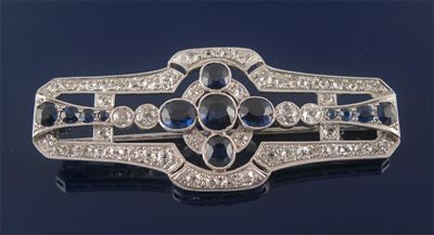 Appraisal: A sapphire and diamond set clip brooch set in ct