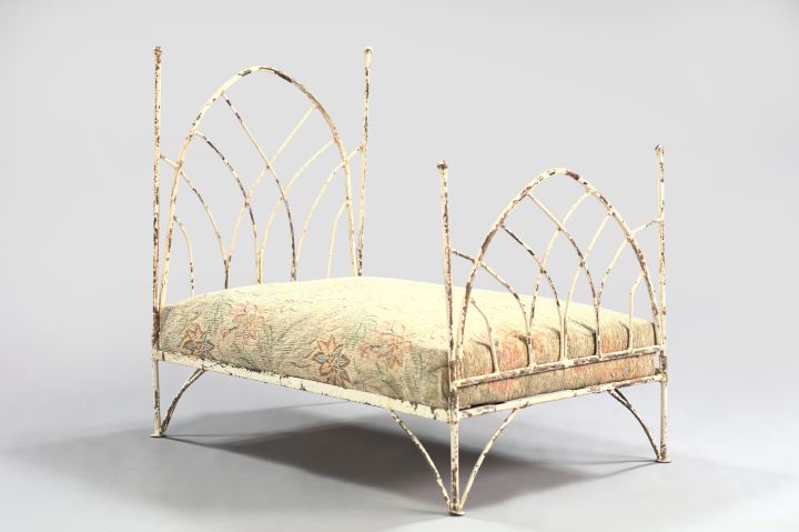 Appraisal: Charming French Wrought Tubular and Strap Iron Doll's Bed fourth