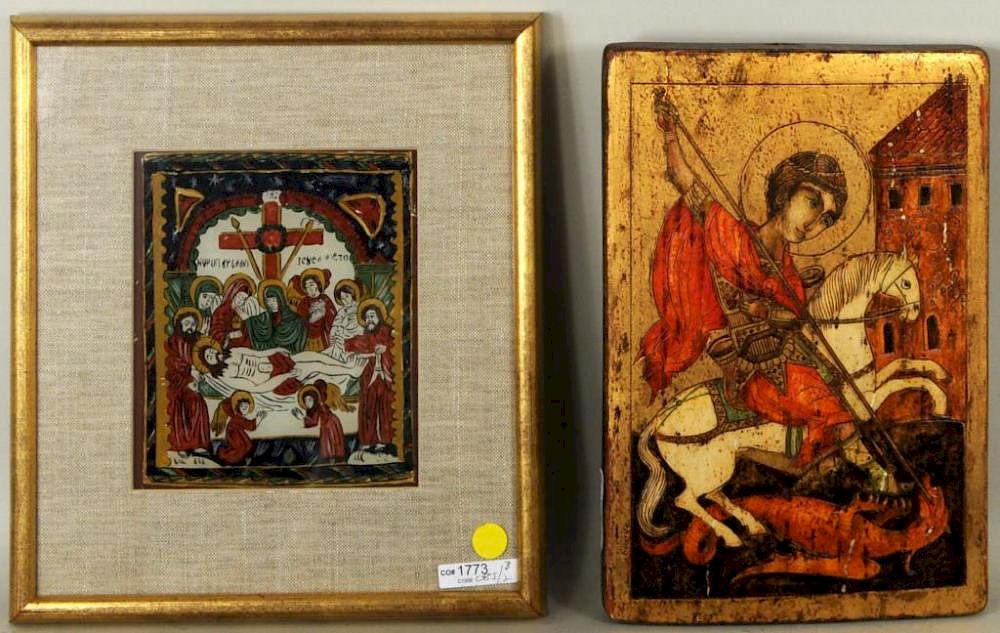 Appraisal: th Century Icon Depicting St George th century icon depicting