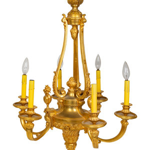 Appraisal: A Louis XVI Style Gilt Bronze Six Light Chandelier TH