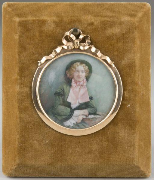 Appraisal: Revival Portrait Miniature American round watercolor on ivory of Mary