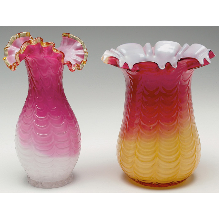 Appraisal: Stevens and Williams vase attribution swollen form with ruffled amber