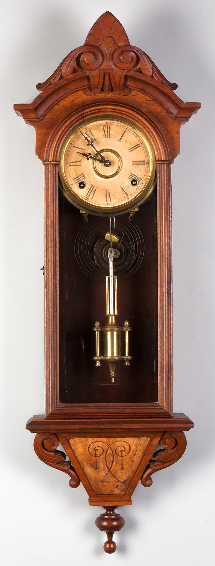 Appraisal: Kroeber Victorian Wall Clock NY Walnut and burl case Original