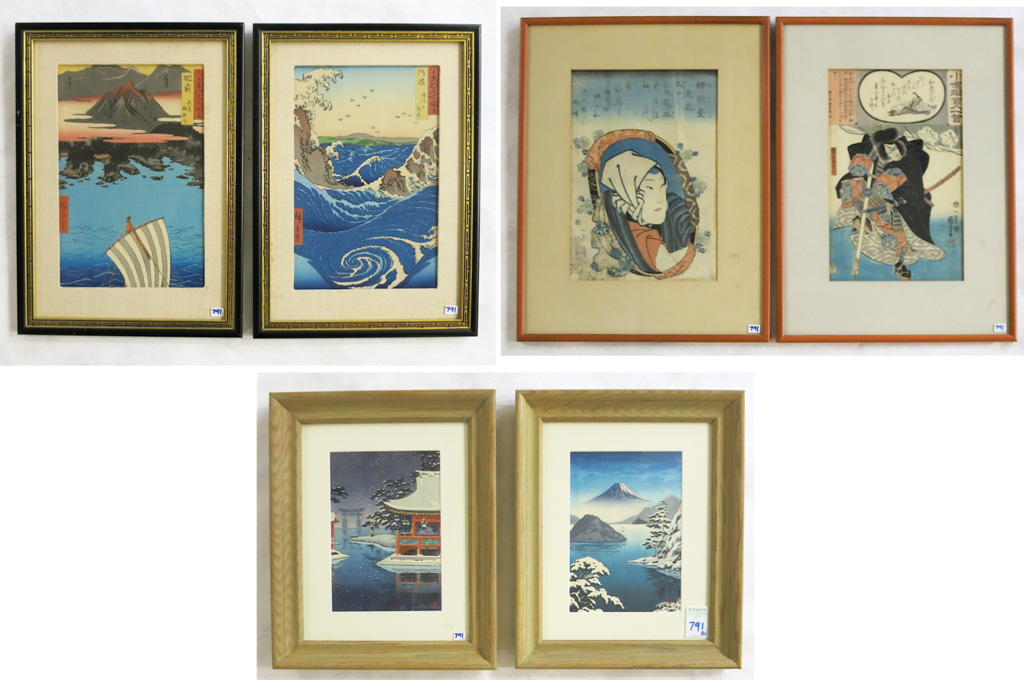 Appraisal: SIX JAPANESE WOODCUTS Two after Tsuchiya Koitsu - Snowy Miyajima