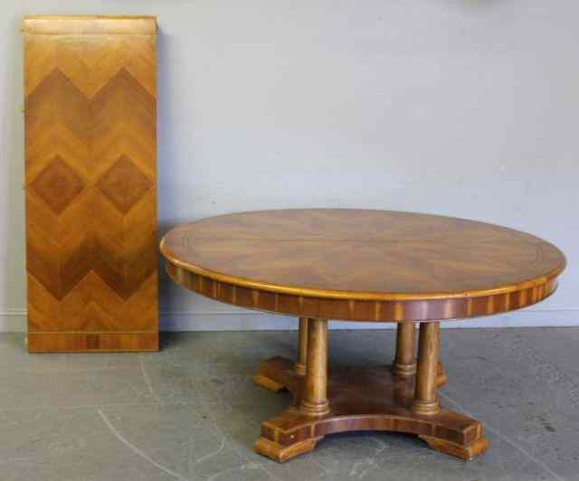 Appraisal: Large Yew Wood Pedestal Dining Table A great looking table