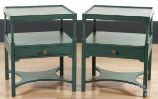 Appraisal: Pair of painted end tables with faux marble tops h