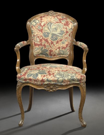 Appraisal: Louis XV Beechwood Fauteuil fourth quarter th century the rounded