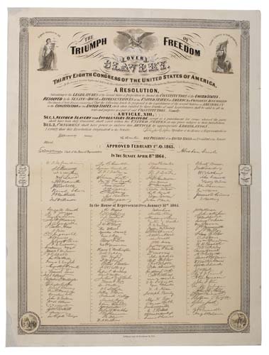 Appraisal: The Triumph of Freedom over Slavery Large lithographic broadside x