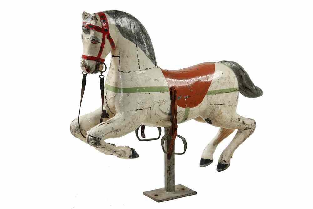 Appraisal: CAROUSEL HORSE - Diminutive jumper style carousel horse laminated and