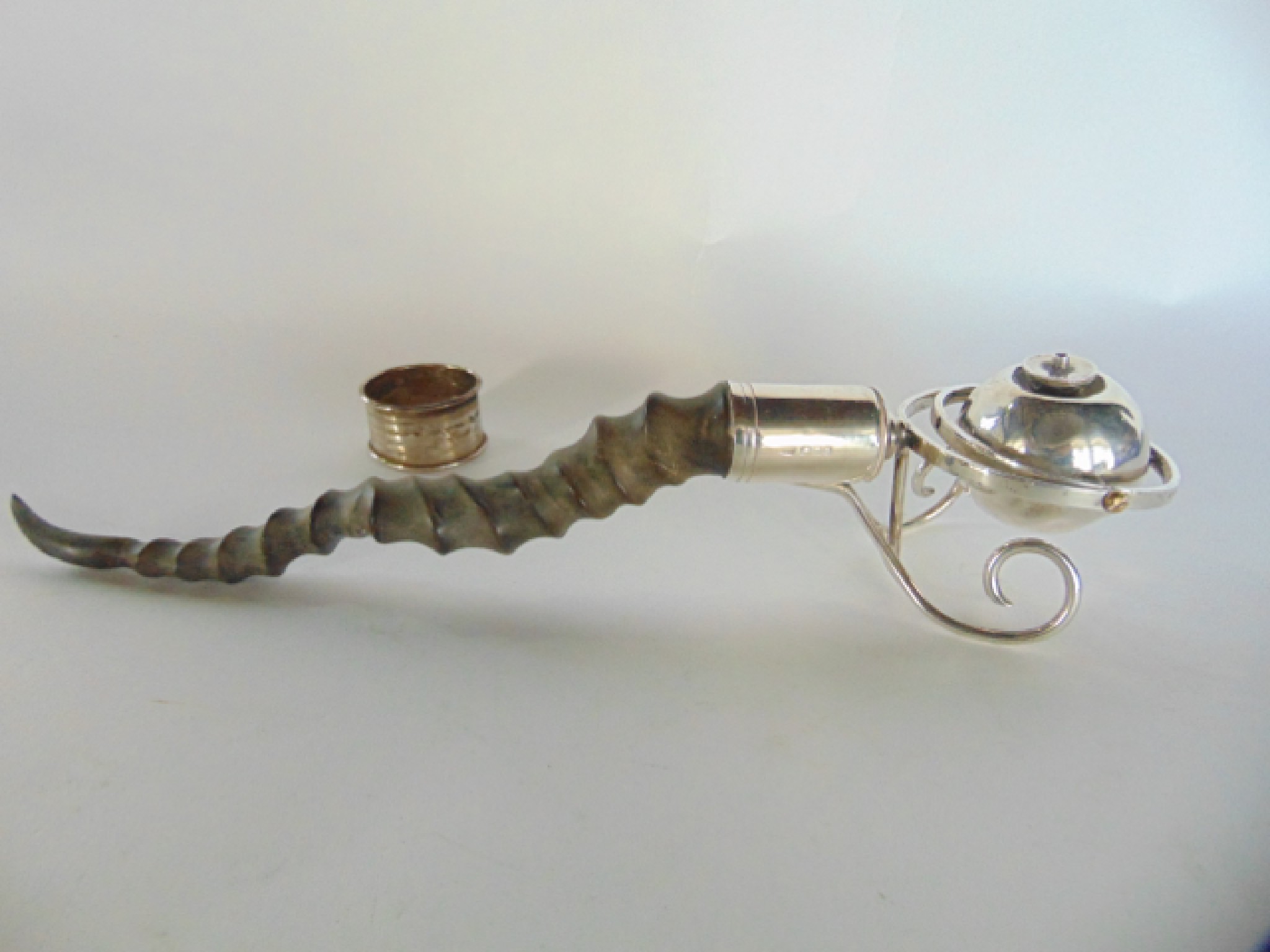 Appraisal: A silver-mounted gimbal cigar table lighter Padgett Braham Ltd London