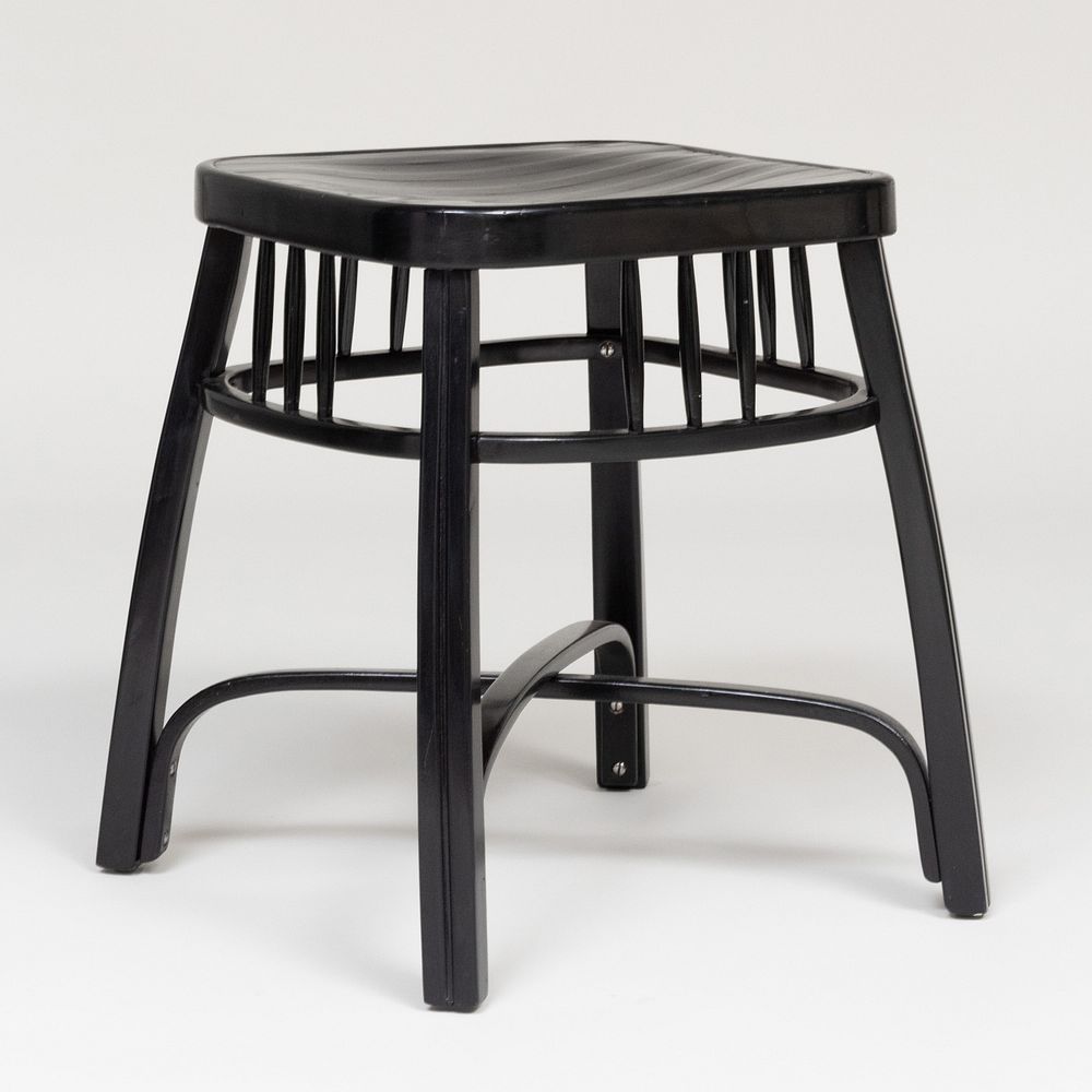 Appraisal: Gustav Siegel Ebonized Model Bentwood Stool for J J Kohn