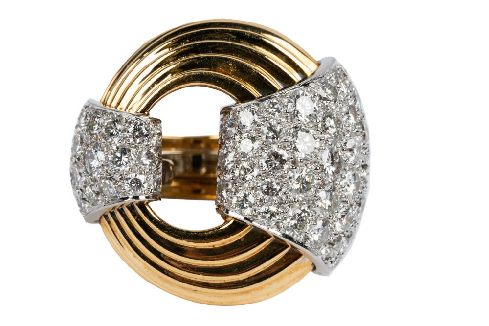 Appraisal: DAVID WEBB KARAT YELLOW GOLD PLATINUM DIAMOND RINGsigned 'Webb PLAT